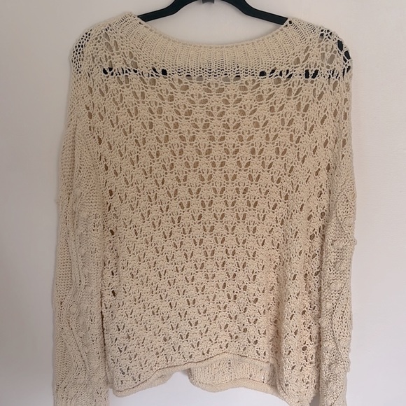 Zara Cream Crochet Knit Pullover Sweater - Picture 2 of 5
